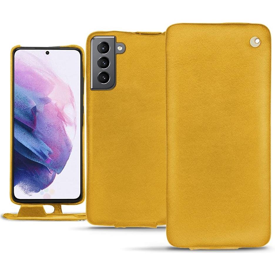 Noreve Lederschutzhülle vertikal (Samsung Galaxy S21), Smartphone Hülle, Orange