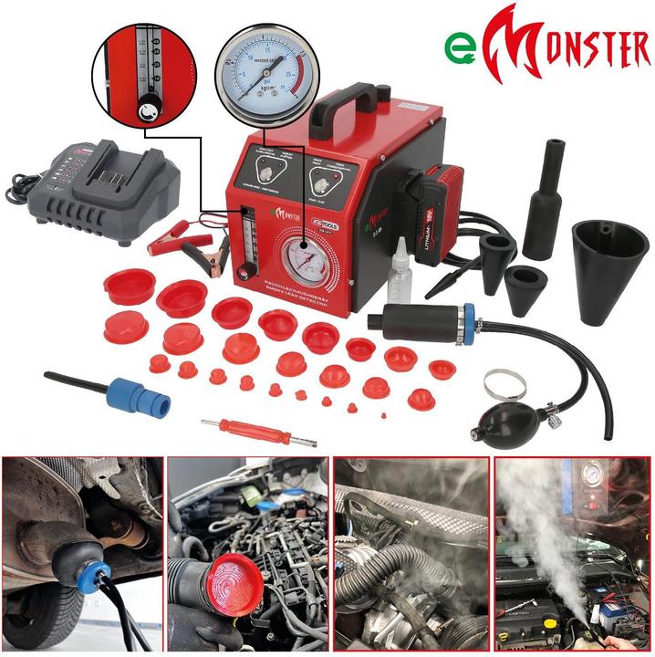 Produktbild KS Tools Nebelmaschine zur Lecksuche, mit 2 Ah Akku, 36-tlg