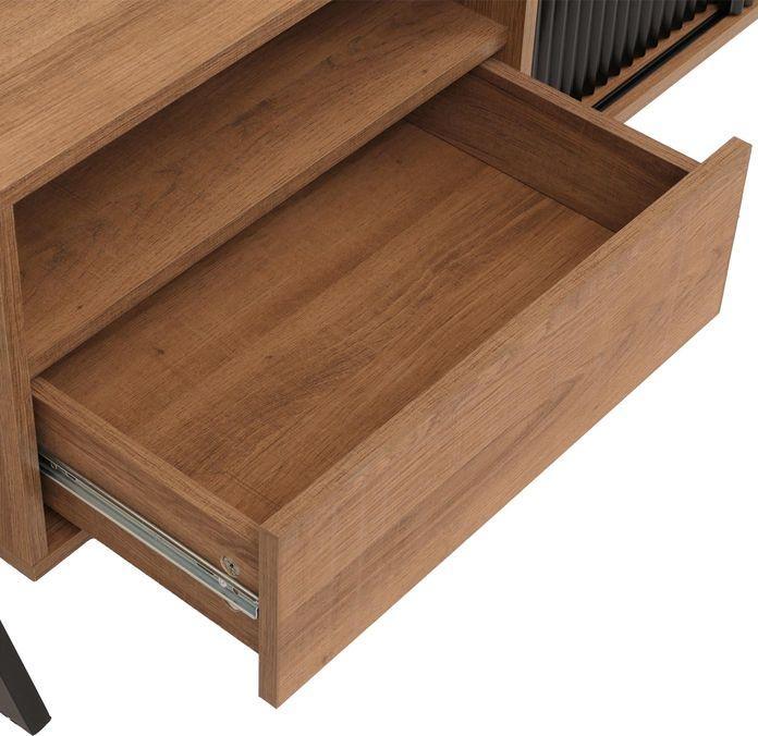 Produktbild Mendler TV-Rack HWC-O40, MDF Metall Melamin 49x120x40cm – natur