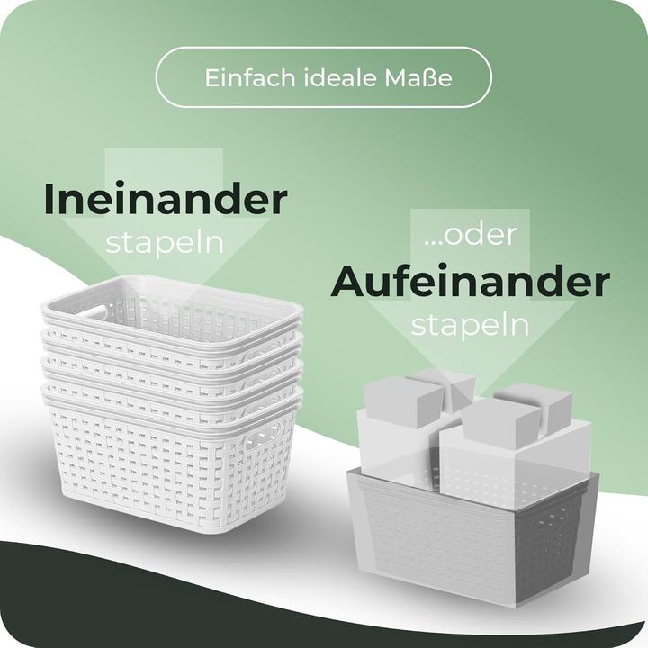 Actual product image Novaliv Aufbewahrungsbox mit Deckel Mini 2L Korb Weiss in Rattan Design Lebensmittelecht Aufbewahrung (20 x 14 x 10 cm, 2 l)