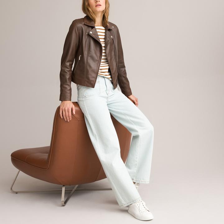 Actual product image La Redoute Collections Biker style leather jacket (32)