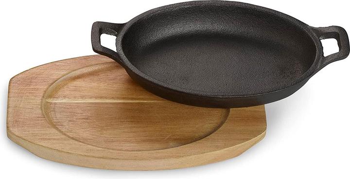 Echtwerk EW-GE-1344-4 Servierschale Gusseisen Auflaufform mit Servierbrett Grillpfanne Big-Edition (Grill pan, Cast iron)