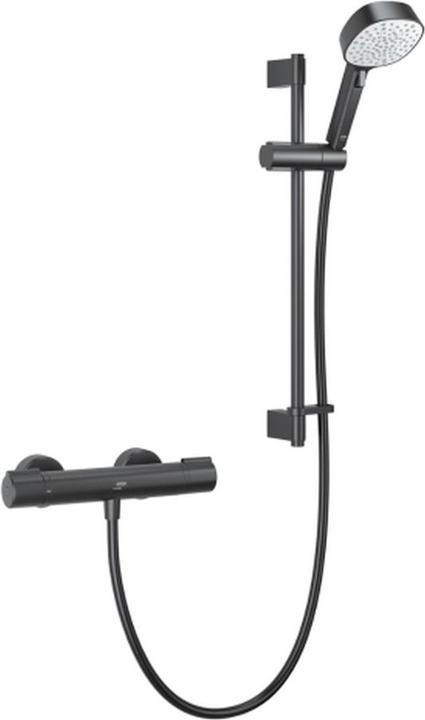 Image du produit Mira Showers Douche thermostatique noire mat avec pomme de douche à pression et réglage de hauteur