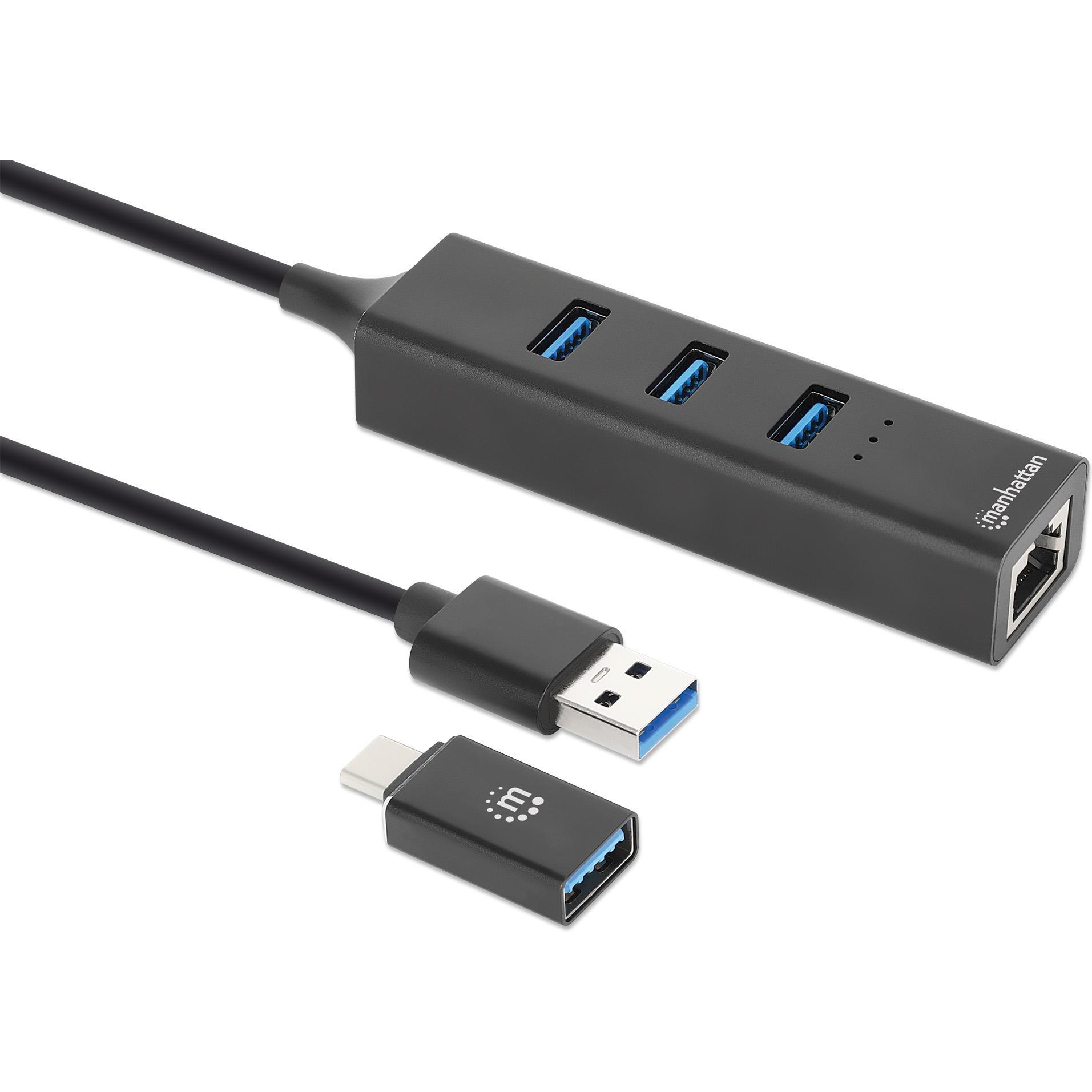 Manhattan Kombo (USB-C, 4 Ports), Dockingstation + USB Hub, Schwarz