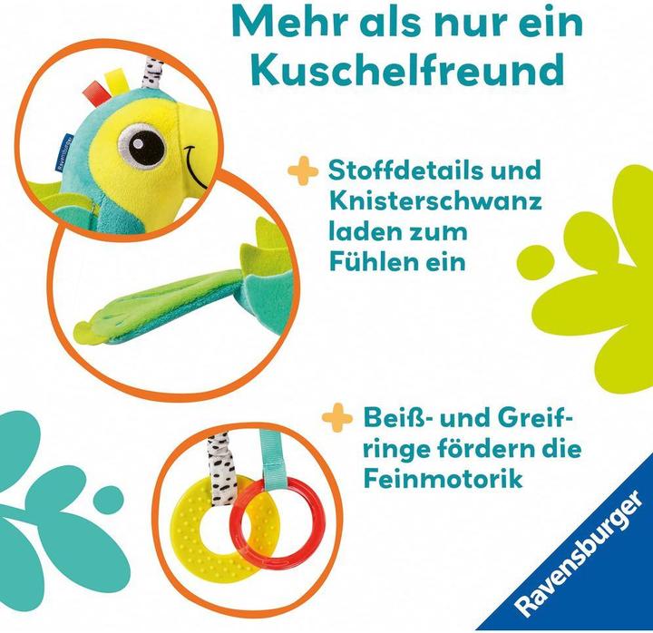 Immagine prodotto Ravensburger 12034048 Play+ Baby activity toucan - giocattolo da 0 mesi, giocattolo per carrozzina