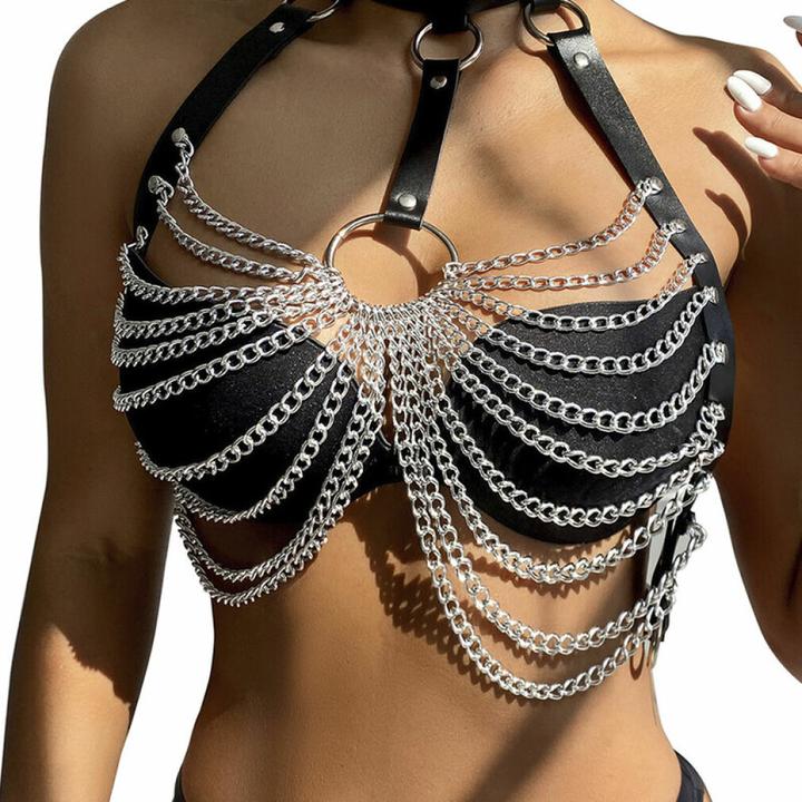Actual product image Subblime Chest Harness With Large Ring Chains One Size
