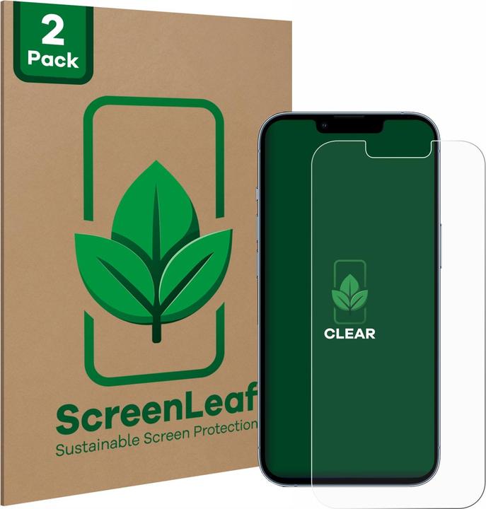 Produktbild ScreenLeaf Schutzfolie nachhaltiger Displayschutz Displayschutzfolie Folie Klar Transparent (2 Stück, Apple iPhone 13 Pro)