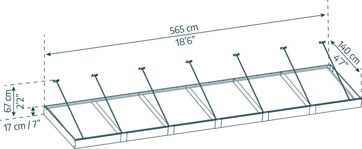 Actual product image Palram CANOPIA | Sophia XL 5X18 / 1.4X5.6 Door and Porch Awning Dark Grey Clear
