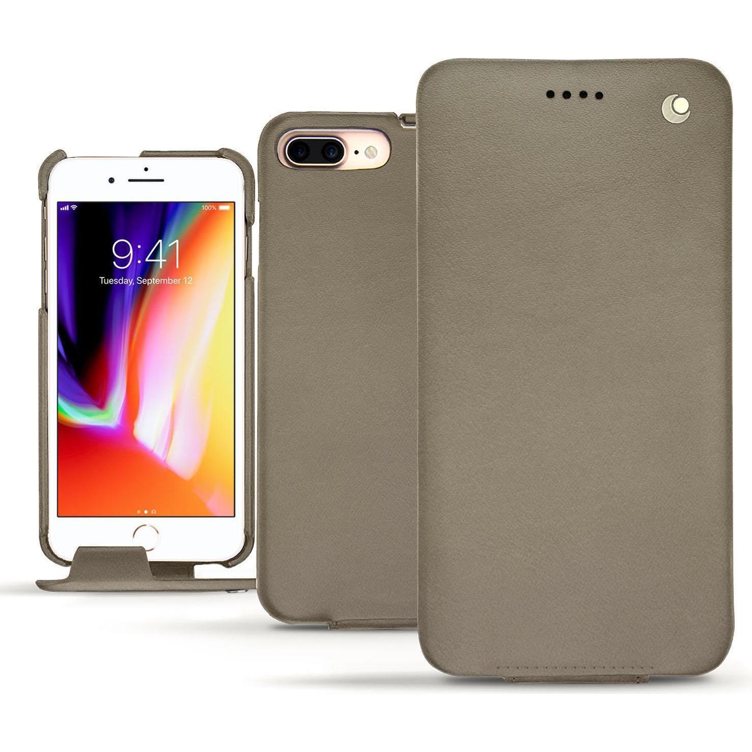 Noreve Lederschutzhülle vertikal (Apple iPhone 8 Plus), Smartphone Hülle, Beige