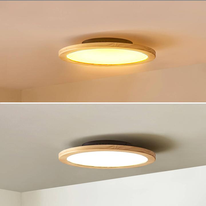 Produktbild Lucande Joren LED-Deckenleuchte rund Holz Ø 37,5cm (1310 lm)