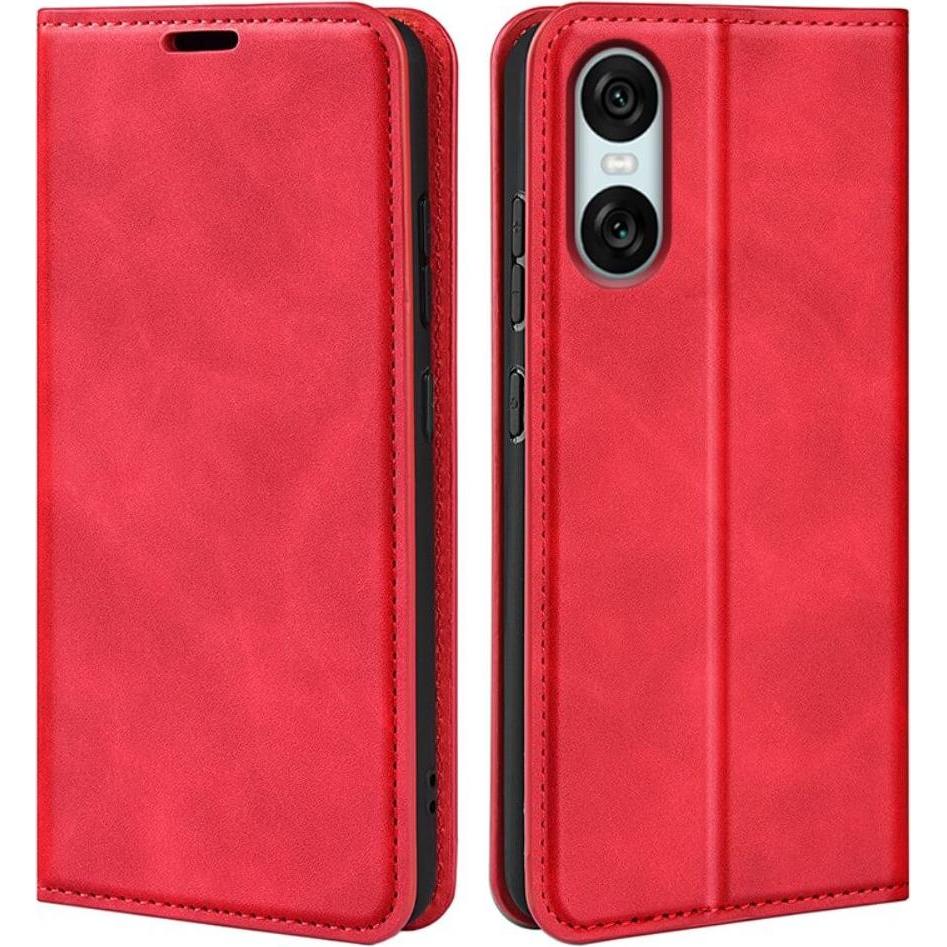 Cover-Discount Sony Xperia 10 VI - Stand Flip Case Hülle (Sony Xperia 10 VI), Smartphone Hülle, Rot