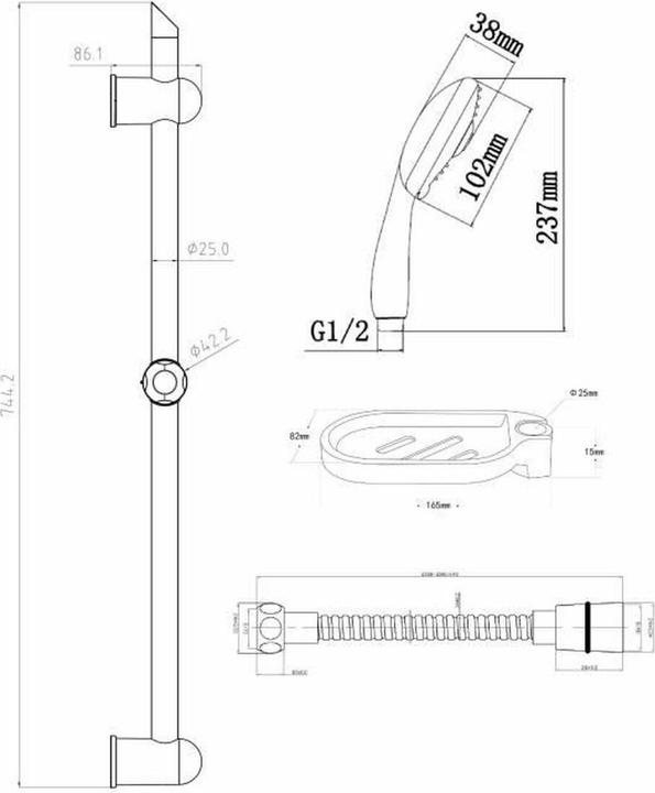 Produktbild Rousseau Dusche Säule Edel 2 m 3 Positionen 60 cm