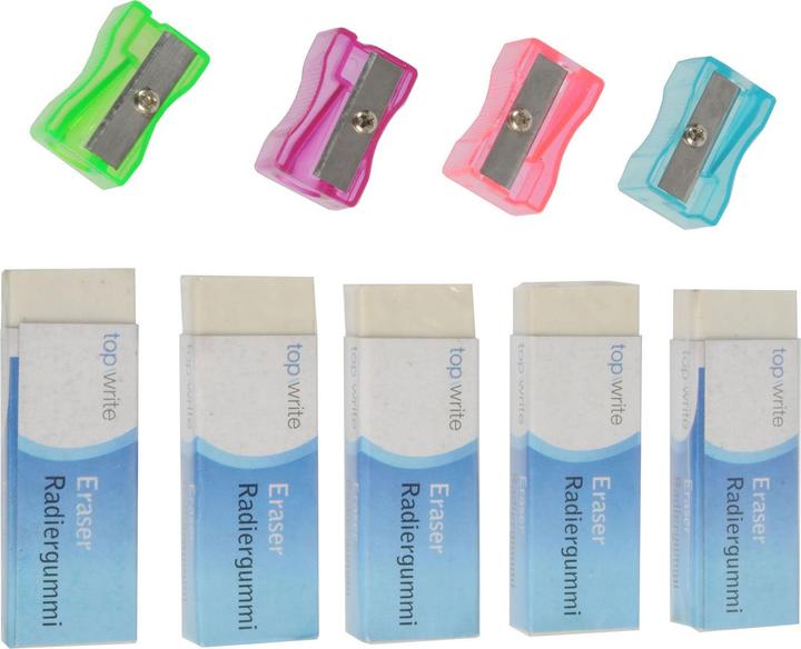 Actual product image Topwrite Sharpener & Eraser 9pcs.