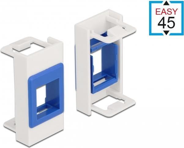 Actual product image Delock Easy 45 module keystone bracket 22.5 x 45 mm, white / blue