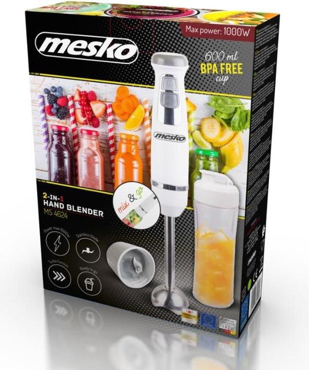 Produktbild Mesko MS 4624 Hand Blender 2-in-1, Power 1000 W, Plastic jar 0.6 L, White