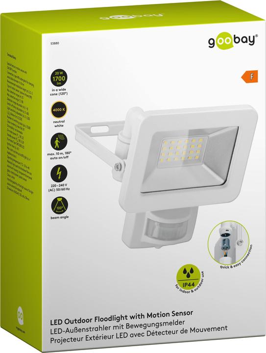 Actual product image Goobay LED outdoor spotlight, 20 W, with motion detector (1706 lm, IP44)