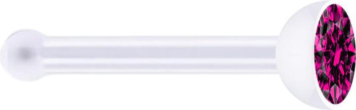 Produktbild Star Piercing Nasenstecker gerade transparent mit Kristall fuchsia (Kunststoff, ohne Messing)