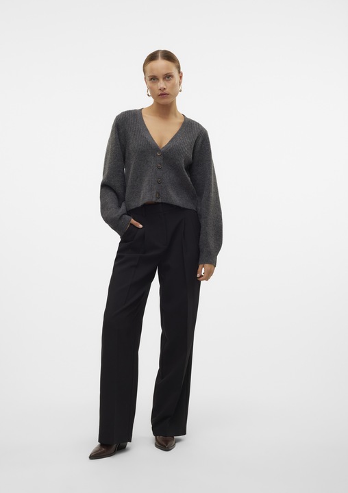 Produktbild Vero Moda Normal geschnitten V-Ausschnitt Gerippte Ärmelbündchen Ballonärmel Strickjacke Strickjacke (L)
