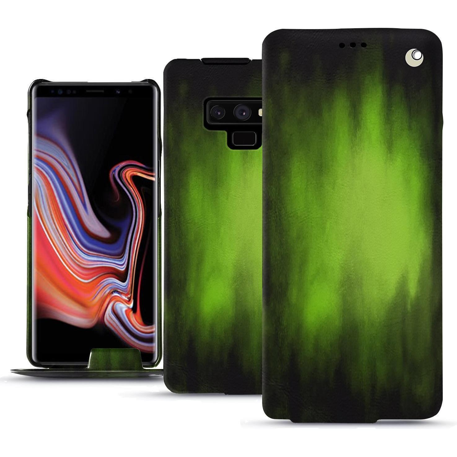 Noreve Lederschutzhülle vertikal (Samsung Galaxy Note 9), Smartphone Hülle, Grün