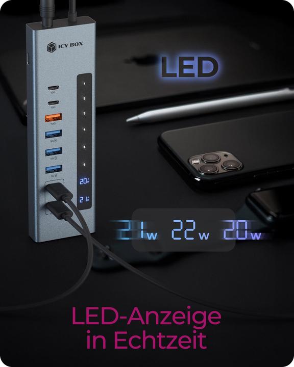 Actual product image Icy Box IB-HUB1742CR-C2PD (USB-A, USB-C, 11 ports)