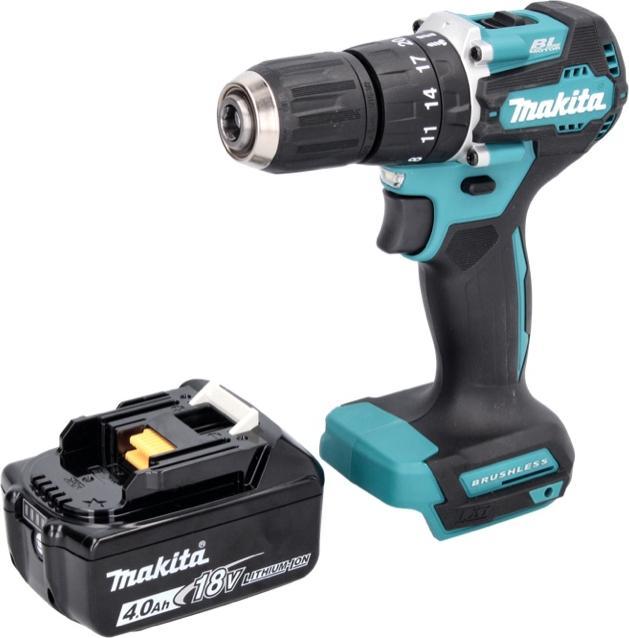 Productafbeelding Makita DHP 487 M1 Accu klopboormachine 18 V 40 Nm Brushless + 1x accu 4.0 Ah - zonder lader (Oplaadbare batterij)