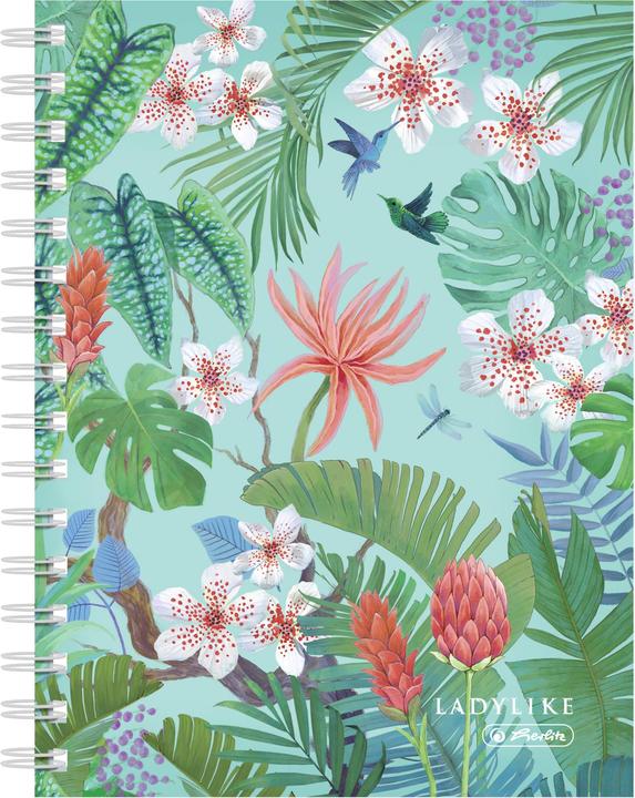 Herlitz Schulheft Spiralbuch Ladylike Jungle A5, 100 Blätter (A5, Kariert, Harter Einband)