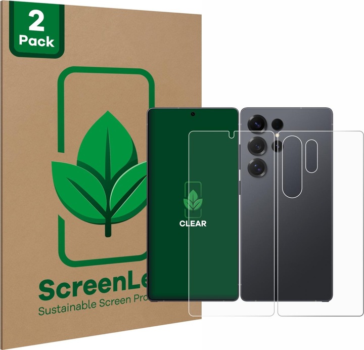 Actual product image ScreenLeaf Screen Protector sustainable Screen Protection, clear, anti-scratch (2 Piece, Samsung Galaxy S25 Ultra)