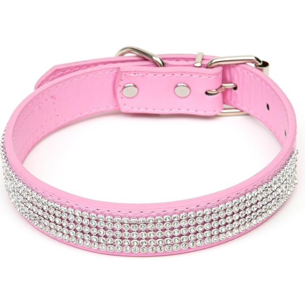 Thumbnail - PawLove Paw Love - Hundehalsband mit Kunstleder (Medium) - Pink (Hund, Hundesport), Halsband + Leine