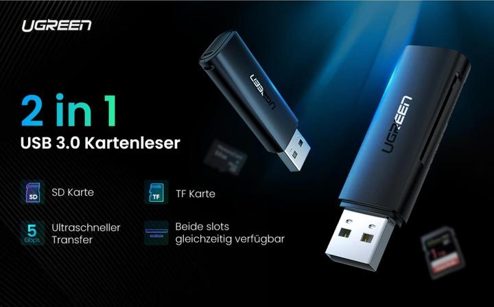 Productafbeelding Ugreen USB 3.0 kaartlezer voor SD en MicroSD kaarten (SDHC SDXC UHS-I) (USB 3.0)