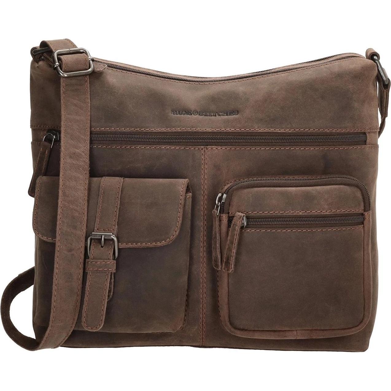 Hide & Stitches, Donne, Borsetta, Idaho Crossbody Schoudertas - 100% Leder - Donkerbruin - 100% Leer, Marrone