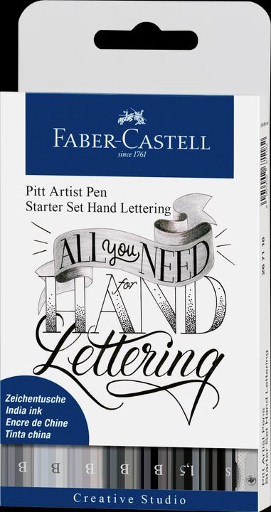 Faber-Castell Pitt Artist Pen Handlettering (Schwarz, Grau, 9 x)