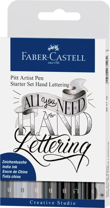 Faber-Castell Pitt Artist Pen Handlettering (Schwarz, Grau, 9 x)