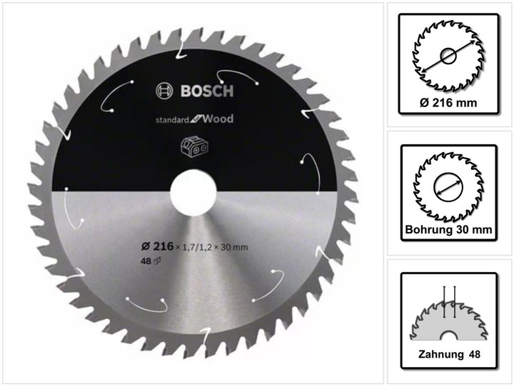 Immagine prodotto Bosch Professional Zubehör Lama per sega circolare a batteria PRO Wood, 216 x 1,7 x 30 mm