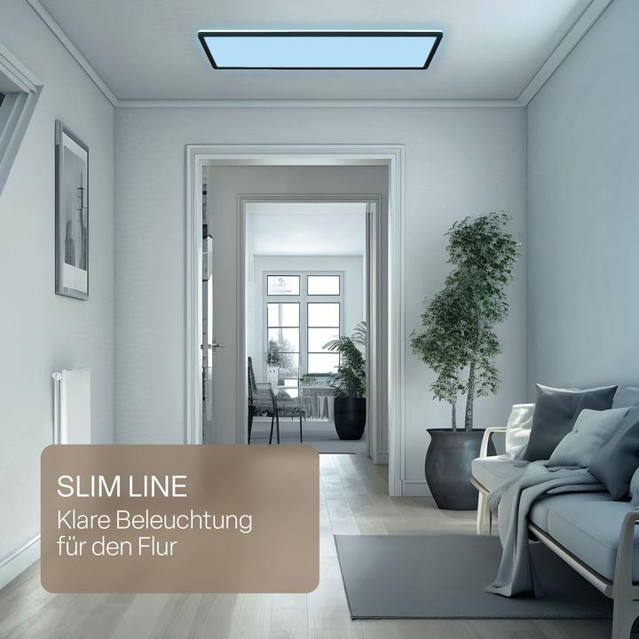 Actual product image B.K.Licht SHALLOW ultraflaches LED Panel, IP44, schwarz, 580x200 (3000 lm)