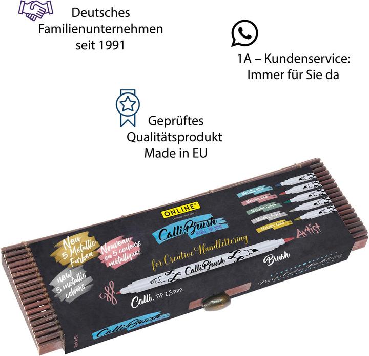 Produktbild Online Callibrush Pen Double Tip 2mm 19089 metallic (assortiert) (5x)
