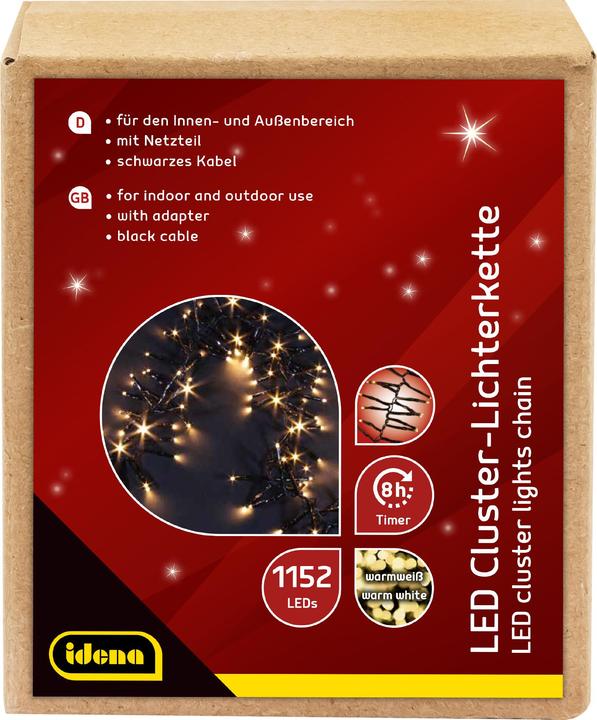 Produktbild Idena LED Cluster Lichterkette warmweiss 28m 1152er Aussen (28 m)