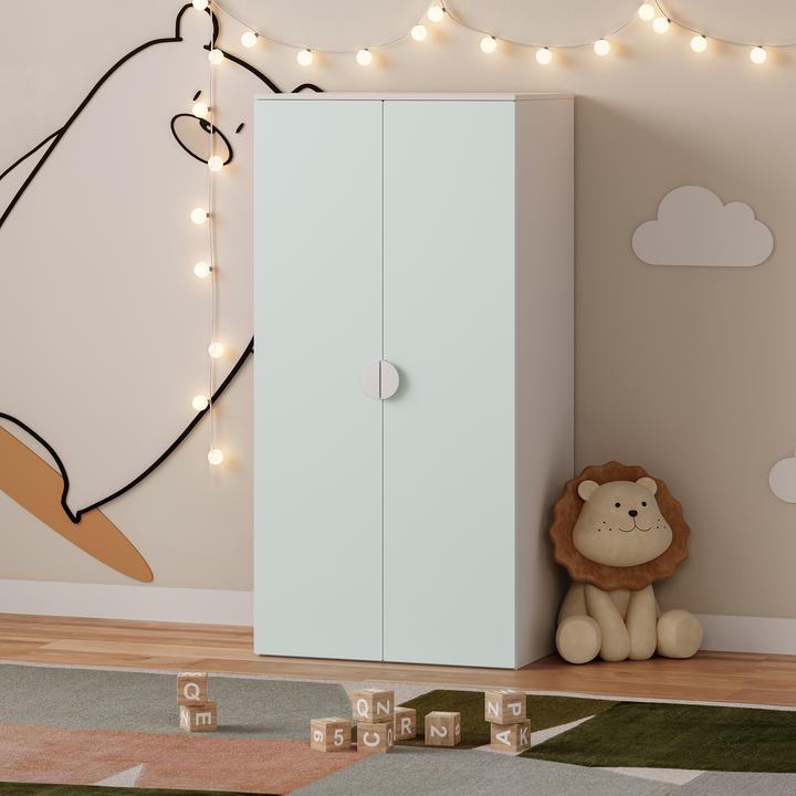 Image du produit En.Casa Kinderkleiderschrank Sandnes 123x60x40 cm Weiss/Mintgrün (60 cm)
