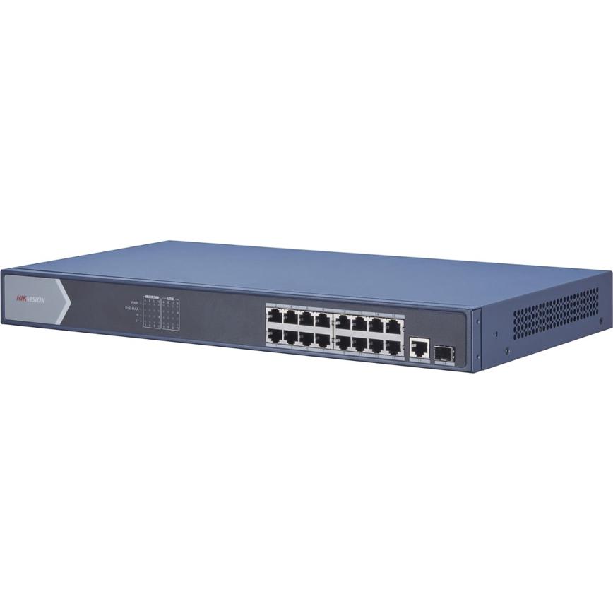 Hikvision DS-3E0518P-E (16 Ports), Netzwerk Switch, Blau