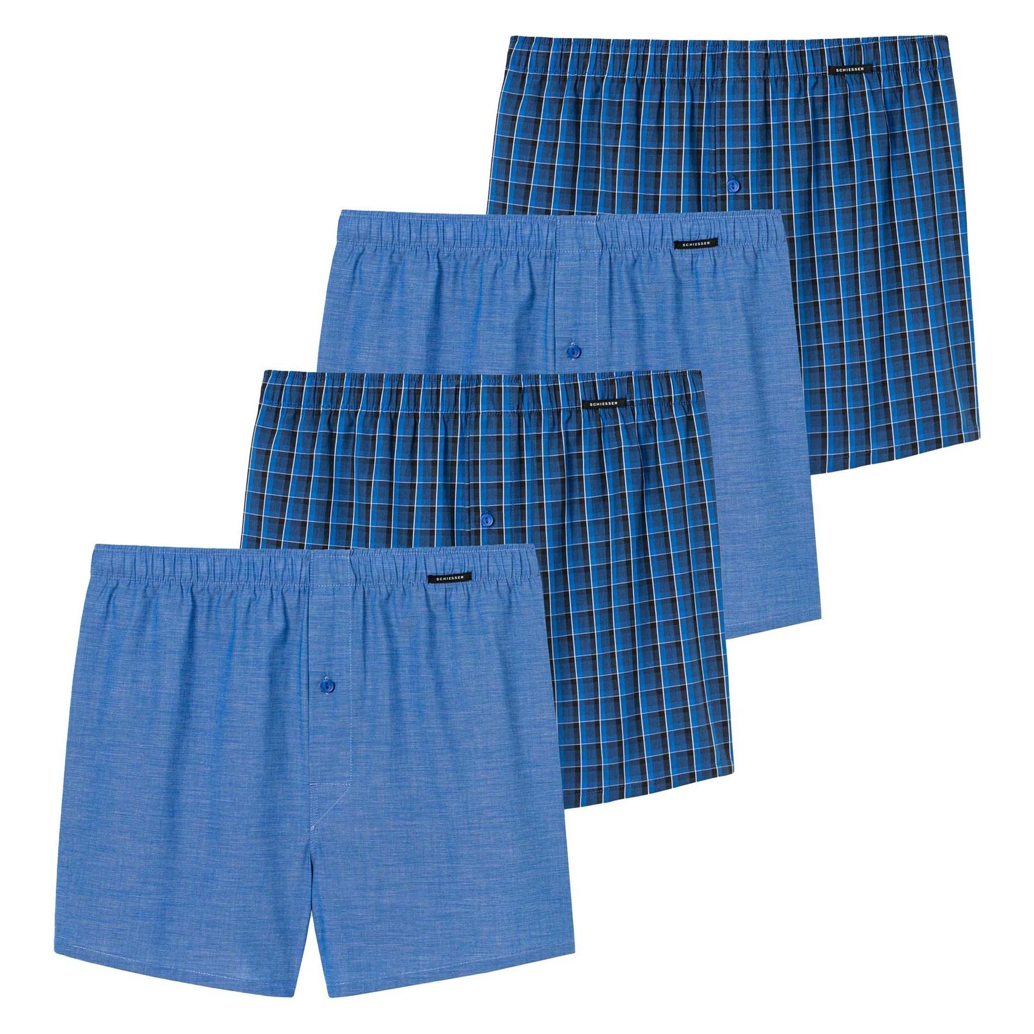 Schiesser, Herren, Unterhosen, 4PACK Shorts, Blau, (4XL, 4er Pack)