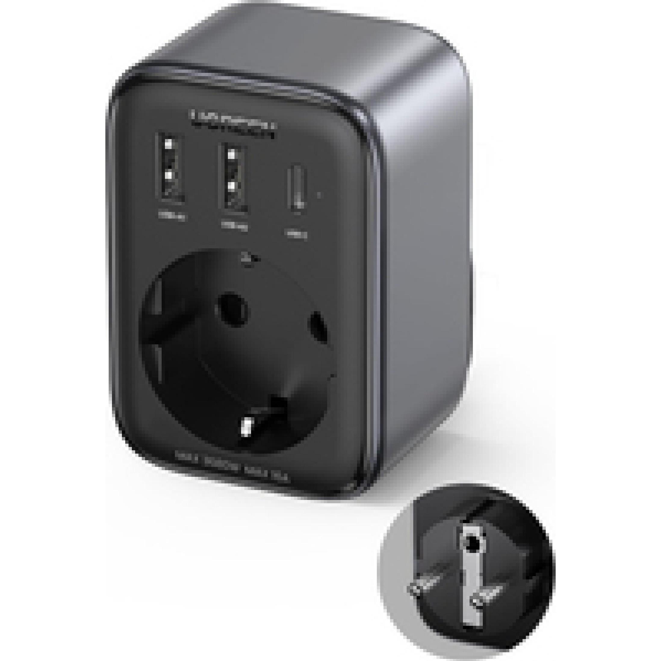Ugreen EU 90613 Verlängerungskabel, 30 W (30 W), USB Ladegerät, Grau