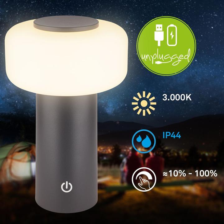 Image du produit Briloner Brilo unplugged JUNA Akku Tischleuchte - Anthrazit (210 lm)