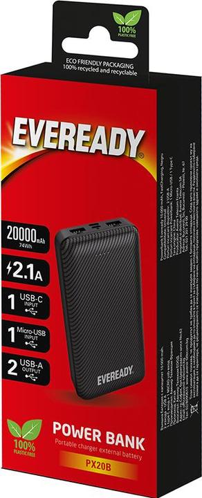 Immagine prodotto Eveready PX20B - Powerbank 20000 mAh 2x USB-A (nero) (5 W, 74 Wh)