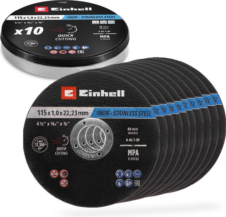 Image du produit Einhell Trennscheiben, 711525, 115x1,0 mm, 10 Stück