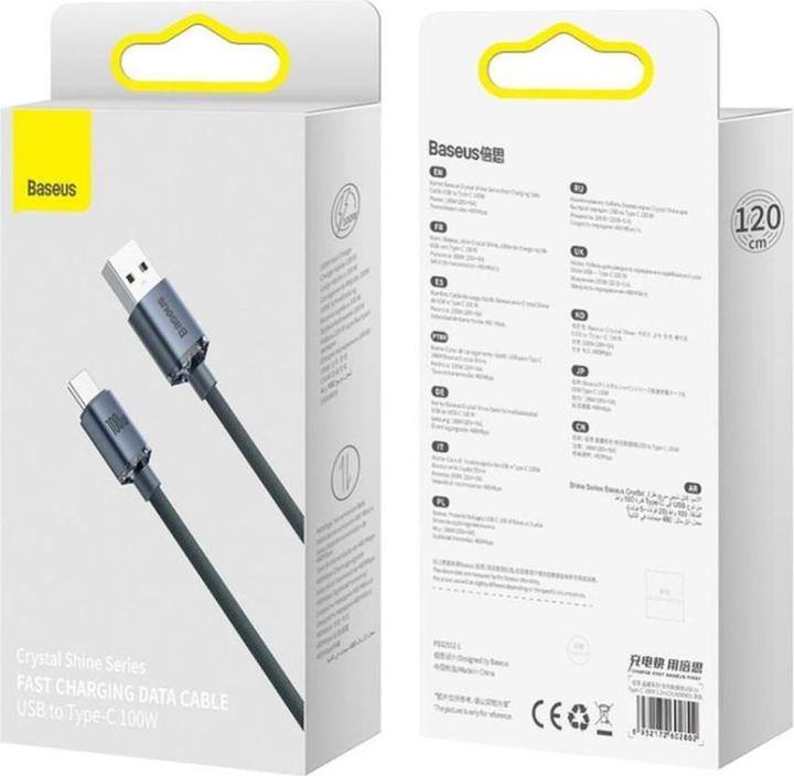 Productafbeelding Baseus Crystal Shine Series Snellaadgegevenskabel USB naar Type-C 100W 1,2 m Zwart (1.20 m, USB 2.0, 100 W)