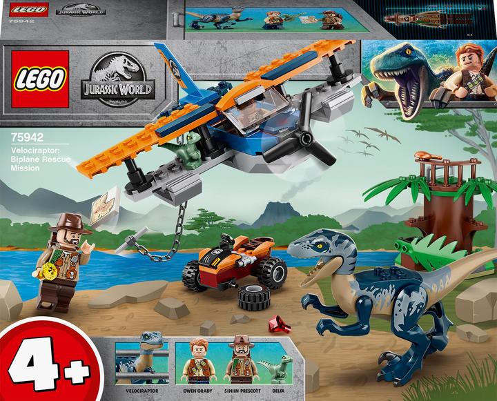 Produktbild LEGO Velociraptor: Rettungsmission mit dem Doppeldecker (75942, LEGO Jurassic World)