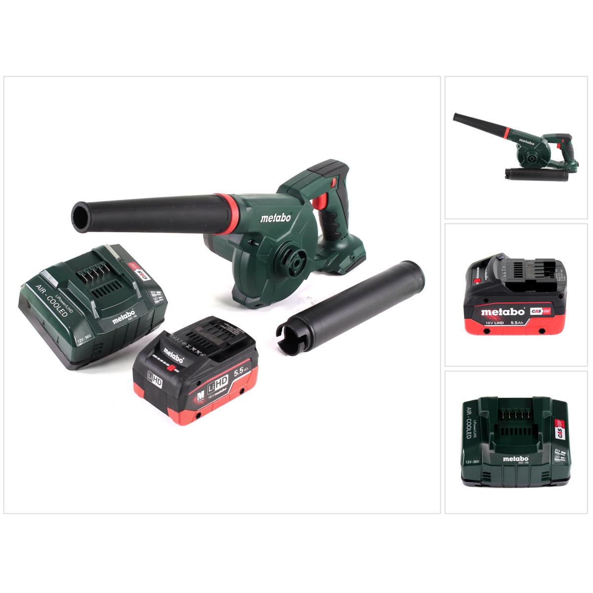 Metabo, Laubsauger + Laubbläser, AG 18 Akku Gebläse 18 V + 1x LiHD Akku 5,5 Ah + Ladegerät (Akkubetrieb, Laubsauger)