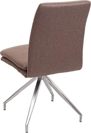 Actual product image Swisshandel24 2x Dining Chair HWC-H70, Kitchen Chair Armchair Chair, Fabric/Textile Stainless Steel Brushed Brown
