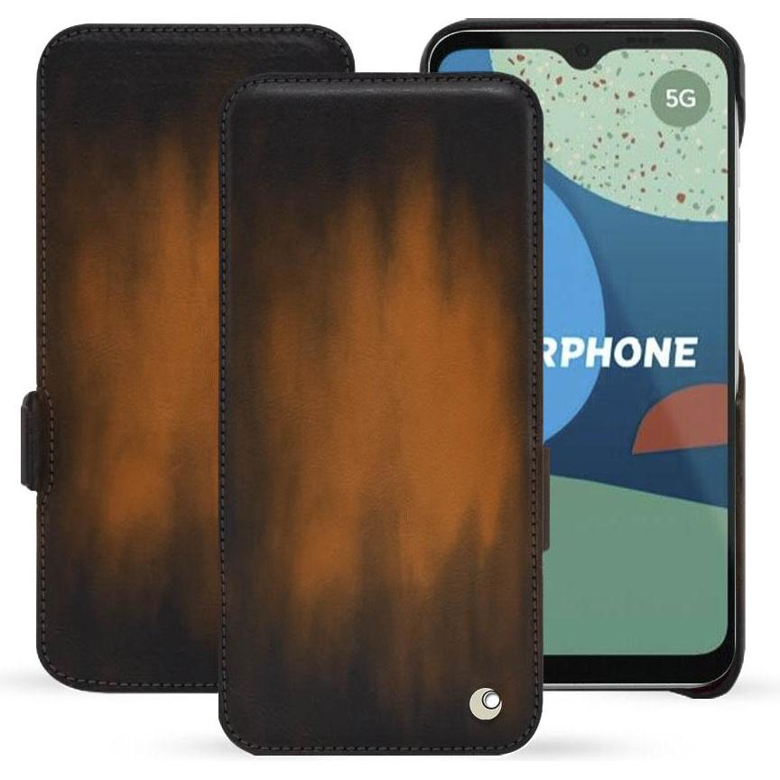 Noreve Lederschutzhülle horizontal (Fairphone 4), Smartphone Hülle, Braun