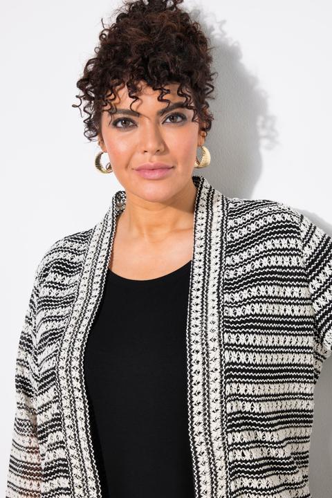 Produktbild Ulla Popken Strickjacke, Strick-Streifen, offene Jacke, Langarm (42, 44)