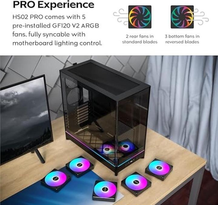 Produktbild Montech HS02 PRO, ATX Mid-Tower PC-Gehäuse, Gaming-PC, High-Airflow, reversibles Layout, stabile geb (ATX, mATX, Mini-ITX)